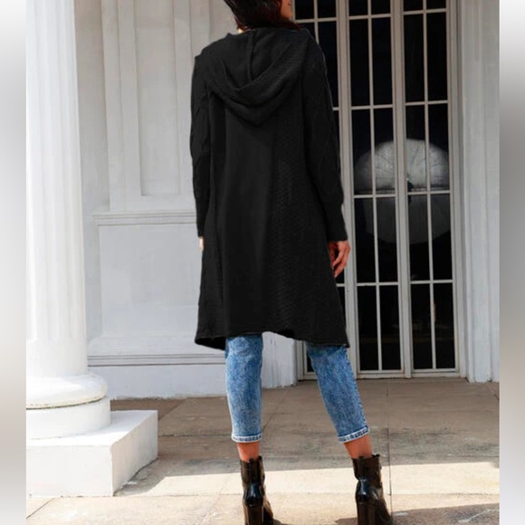 POSH LIVE LISTING BLACK HOODED LONG SWEATER CARDIGAN - Picture 3 of 3
